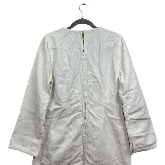 ASOS Design Womens‎ Corduroy Sheath Dress Square Neck Long Slit Sleeves Cream 12 - Picture 5 of 5